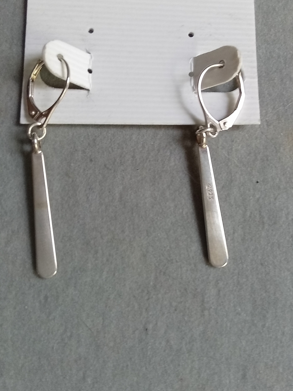 Sterling Silver 925 Minimalist Tapered Bar Leverback Drop Earrings‎